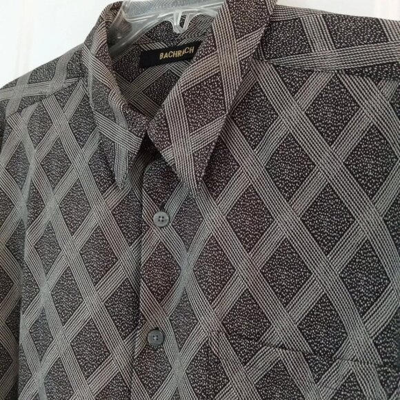 Bachrach Men's Black Geometric Print Long Sleeve Button Up Shirt XL - Picture 4 of 6